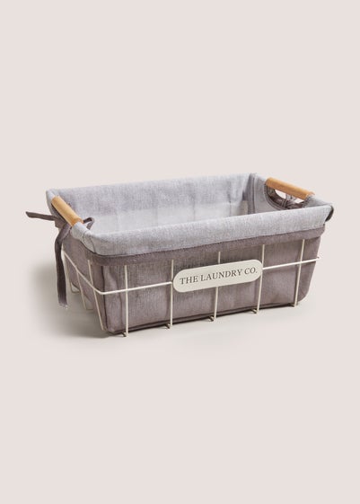 Laundry Co Grey Storage Fabric Wire Basket (32cm x 22cm x 14cm)