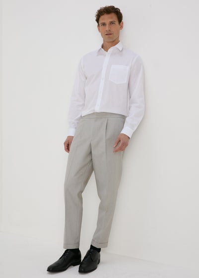 Taylor & Wright Grey Twill Pleated Trousers