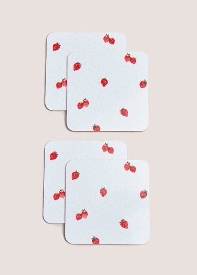 Kids 4 Pack Strawberry Cork Coasters (10.5cm x 10.5cm)