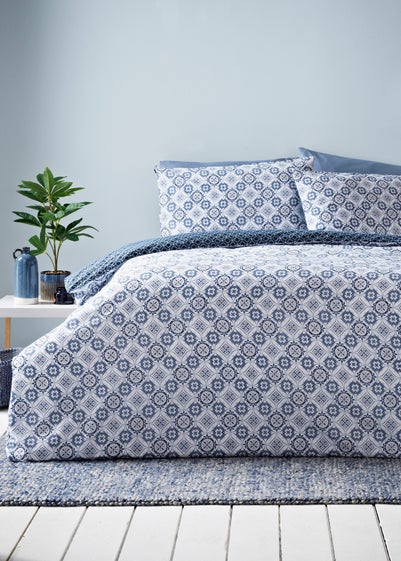 Blue Tile Print Duvet Set