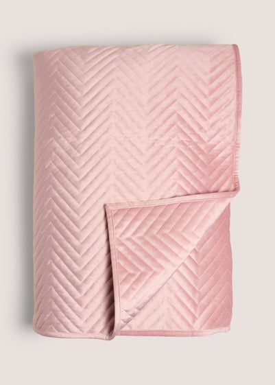 Pink Velvet Quilted Bedspread (235x235cm)