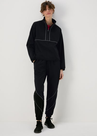 Souluxe Black Shell Suit Woven Joggers - Small