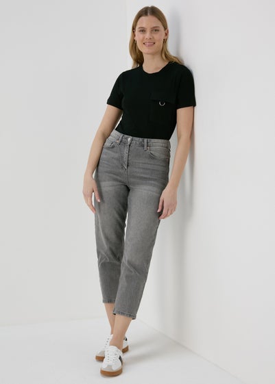 Grey Washed Mom Jeans