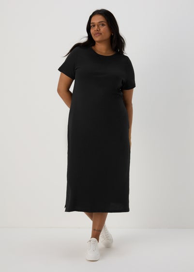 Black Jersey T-Shirt Midi Dress - Size 8
