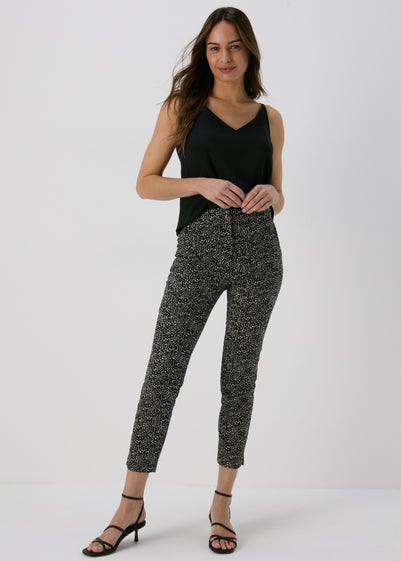 Et Vous Black Print Capri Trousers