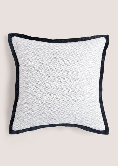 White Mono Oxford Edge Cushion (43cm x 43cm)