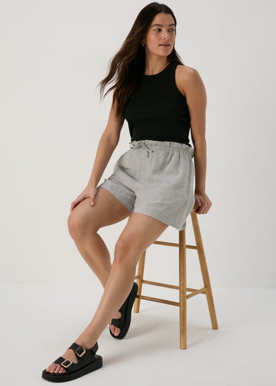 Sage Solid Pull On Linen Shorts