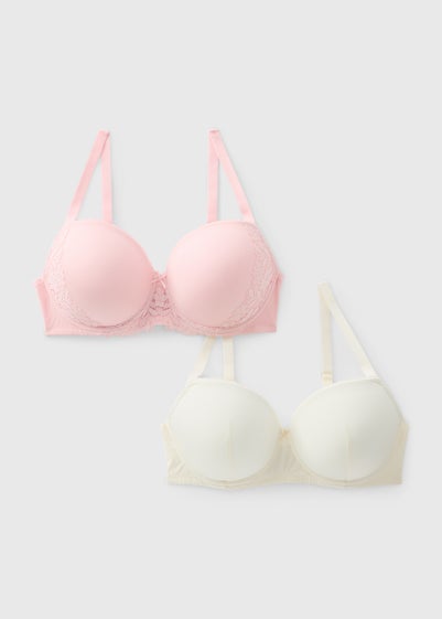 2 Pack Pink Padded Lace Sling Bra