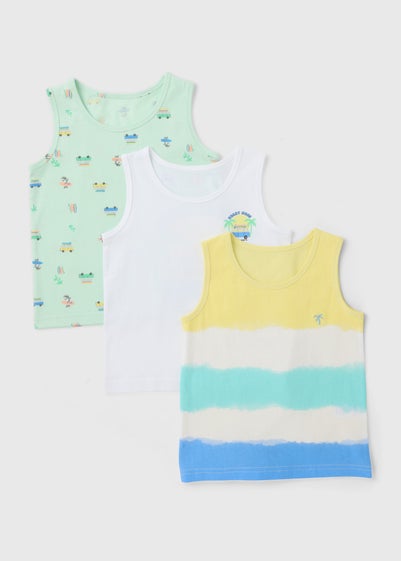 Boys 3 Pack Multicolour Tie Dye Vests (1-7yrs)