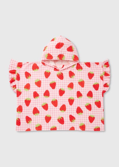 Girls Light Pink Strawberry Poncho (Small-Large) - Small/Medium