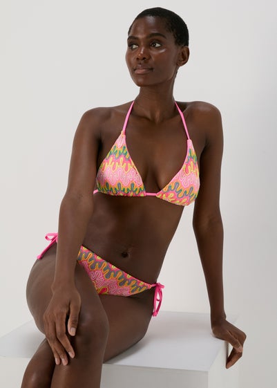 Multicolour Crochet Triangle Bikini Top - Size 8