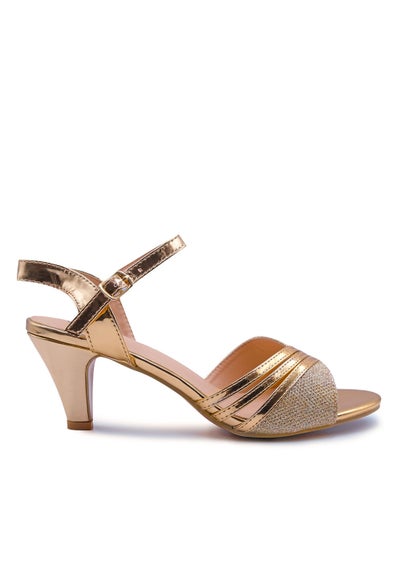 Where's That From Stormi Low Heel Sandals In RoseGold Glitter - Size 4