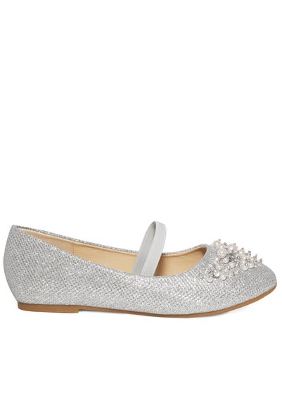 Where's That From Silver Libbie Kids Diamante Embellished Platform Shoes