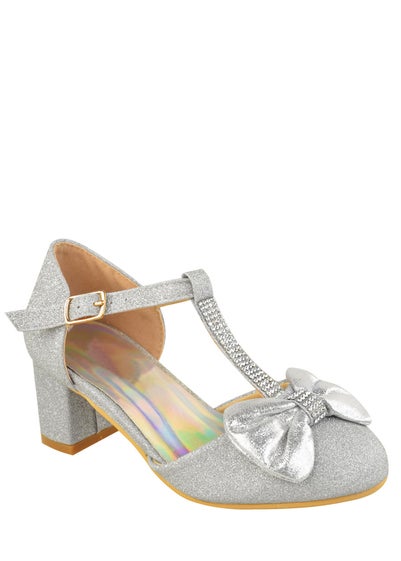 Where's That From Silver Glitter Chava Kids Mid Heel Sandals