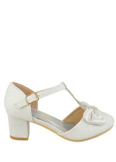 Where's That From White Glitter Chava Kids Mid Heel Sandals