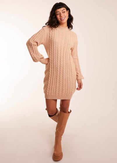 Blue Vanilla Beige Cable Knit Dress