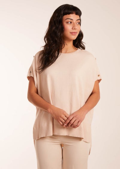 Blue Vanilla Stone Oversized Button Shoulder Top