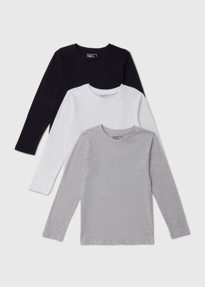 Boys 3 Pack Core Long Sleeve T-Shirts (7-13yrs)