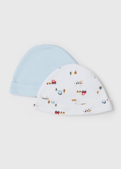 2 Pack Blue Farm Hat (Newborn-6mths) - Age 0 - 3 Months