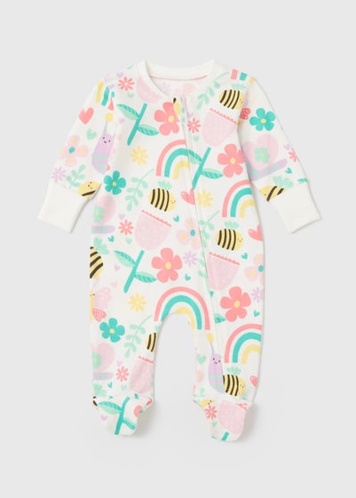 Baby Girls Cream Bee Sleepsuit (Newborn-18mths) - Newborn