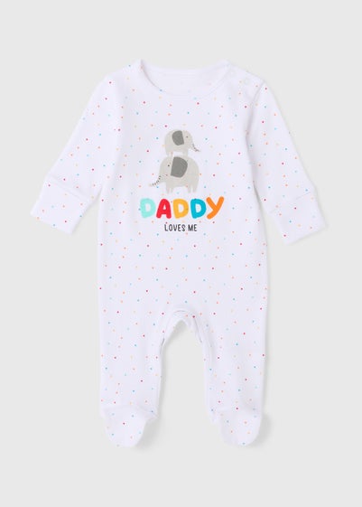 Baby Cream Daddy Loves Me Sleepsuit (Tiny Baby-18mths) - Age 0 - 3 Months