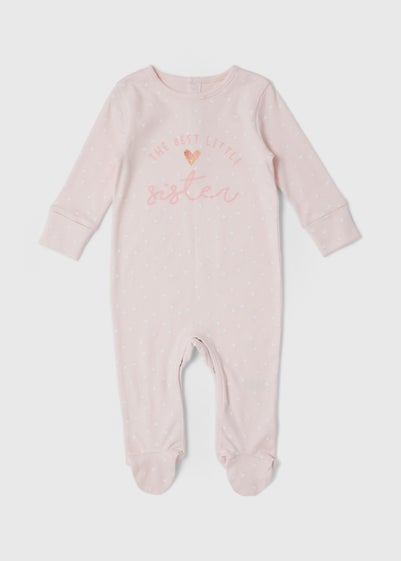 Girls Pink Sister Sleepsuit (Tiny Baby-18mths)