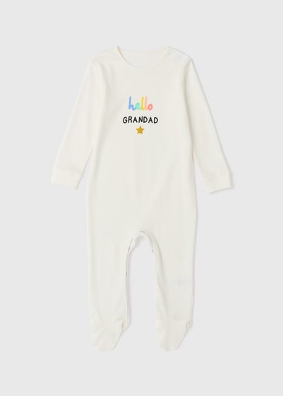 Baby Cream "Hello Grandad" Sleepsuit (Tiny Baby-18mths)