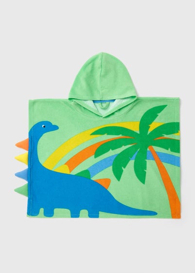 Boys Green Spike Dino Poncho (1-7yrs)