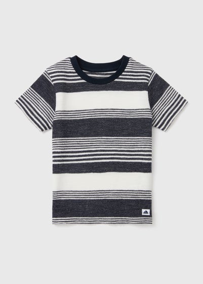 Boys Navy & White Stripe Textured T-Shirt (1-7yrs)