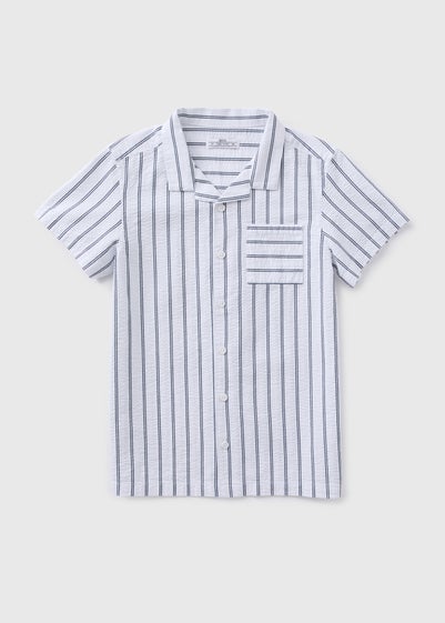 Boys White Stripe Seersucker Shirt (7-13yrs)