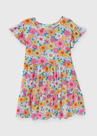 Girls Multicolour Floral Viscose Dress (1-7yrs)