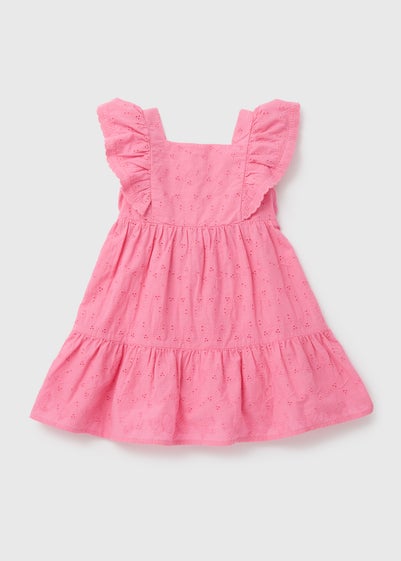 Girls Pink Woven Butterfly Dress (1-7yrs)