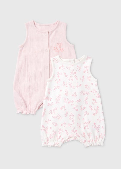 Baby 2 Pack Pink Crinkle Romper(Tiny Baby-18mths)
