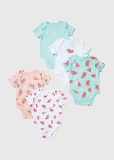 Baby 5 Pack Blue Watermelon Bodysuits (Newborn-23 mths)