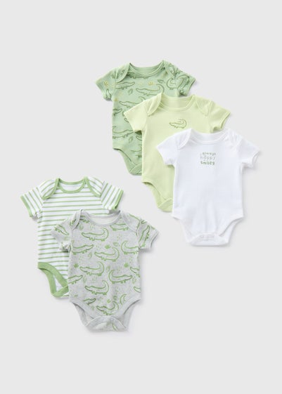Baby 5 Pack Green Croc Bodysuits (Newborn-23mths) - Newborn