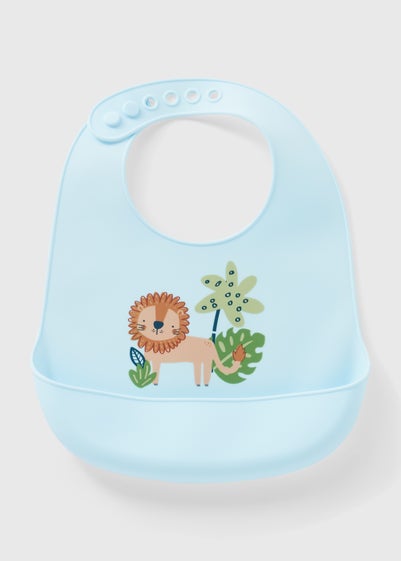 Baby Blue Lion Print Silicone Bib