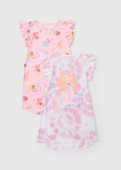 Girls 2 Pack Pink Mermaid Nightie (9mths-5yrs)