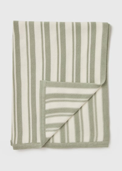 Kids Sage & Green Knitted Blanket (70cm x 90cm)