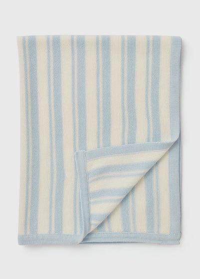 Baby Blue & Cream Knitted Blanket (70cm x 90cm)