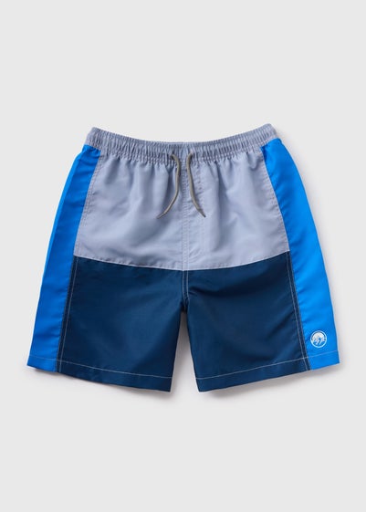 Boys Blue Cut & Sew Colour Block Swim Shorts (6-11yrs)