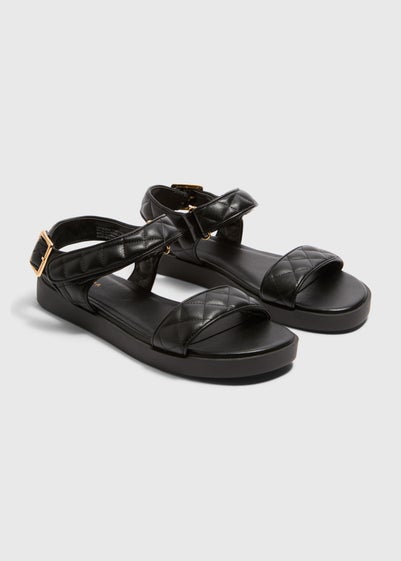 Black Rip Tape Quilt Sandals