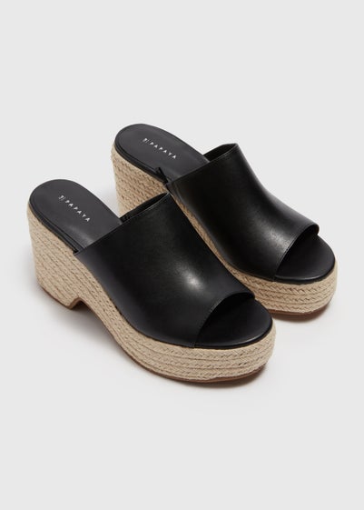 Black Espadrille Mules