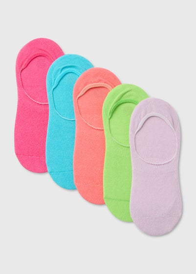 Girls 5 Pack Multicolour Neon Invisible Socks (Younger 6-Older 5.5 )