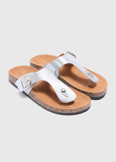 Silver Footbed Sandals