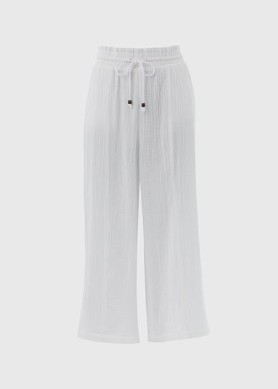 White Double Cloth Crop Trousers