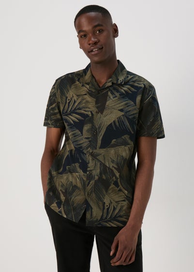 Khaki Leaf Print Shirt