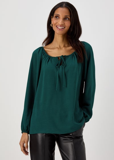 Green Neck Tie Blouse - Size 8