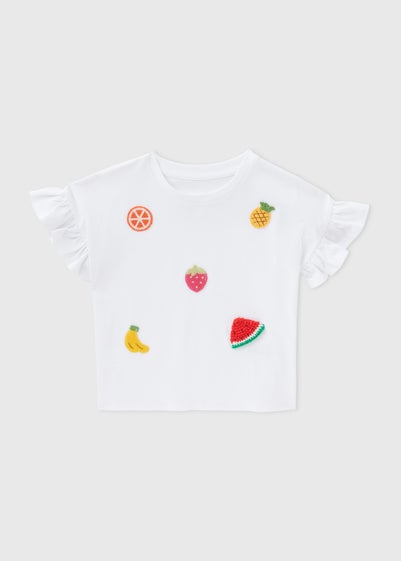 Girls White Fruit Crochet T-Shirt (1-7yrs)