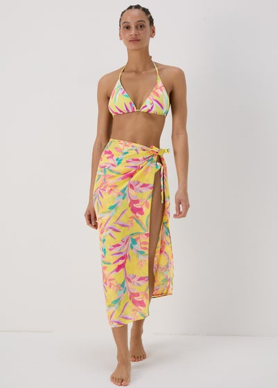 Multicolour Leaf Print Sarong - One Size