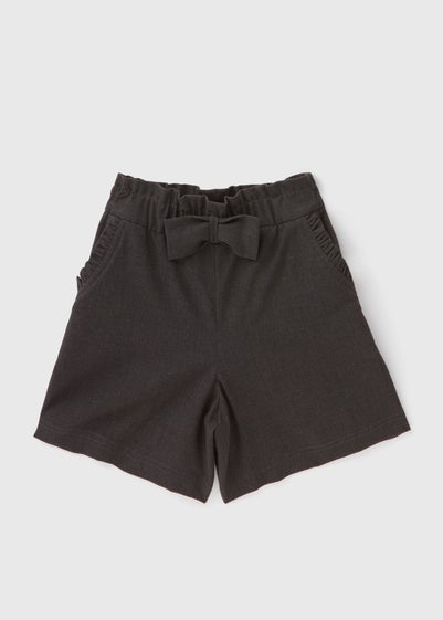 Girls Grey Bow School Shorts (3-13yrs)